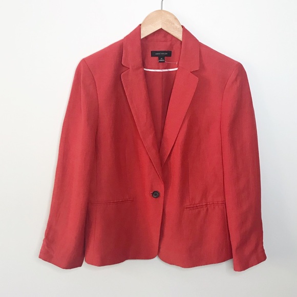 Ann Taylor Jackets & Blazers - ANN TAYLOR Linen Blazer Salmon Red NWOT